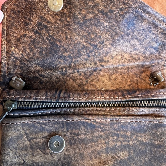 MacClay Leather Distressed Brown Crossbody Bag Handmade Sm 4x6 Marbled Rustic - Picture 13 of 15